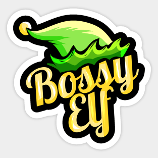 Bossy Elf Hat Family Outfit For Christmas Sticker